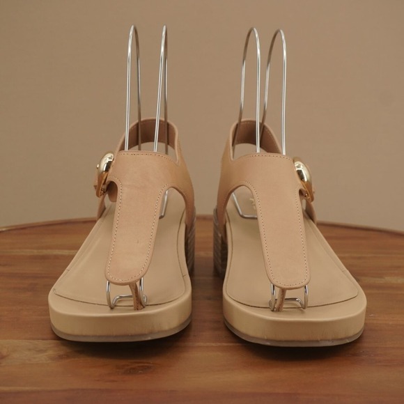Aerosoles Womens California Sandals Block Heel Ankle Strap Gold Buckle Beige 9.5 - Picture 3 of 9
